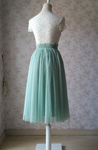 SAGE GREEN Tulle Midi Skirt Sage Bridesmaid Midi Skirt Wedding Outfits Plus Size image 3