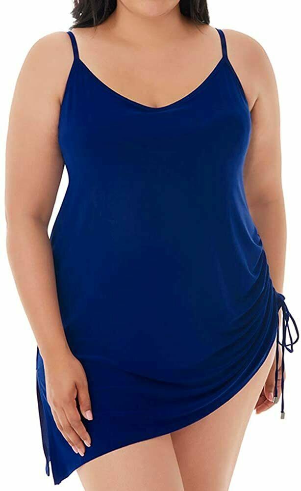 Magicsuit INDIGO Plus Size Brynn Solid Underwire Bra Swimdress, US 24W ...