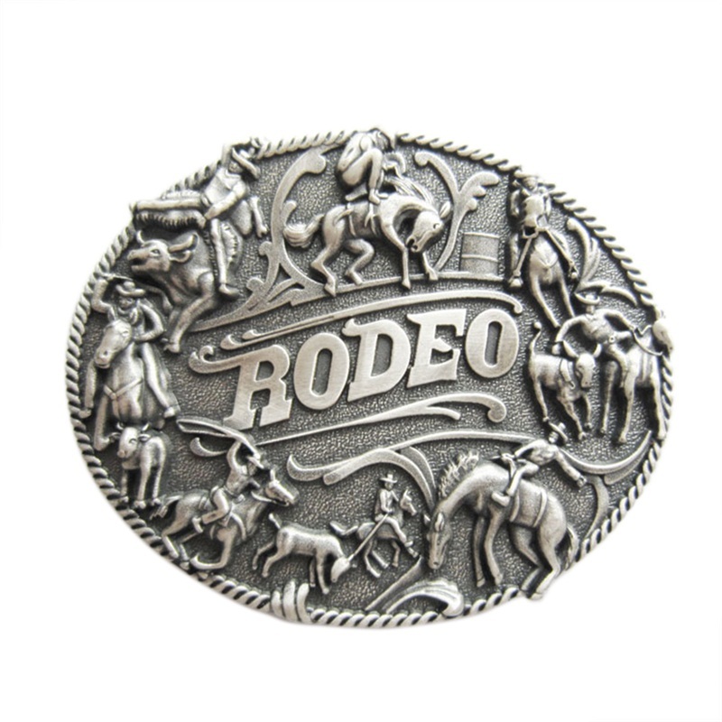 New Vintage Silver Plated Rodeo Cowboy Man Western Belt Buckle Gurtelschnalle Bo