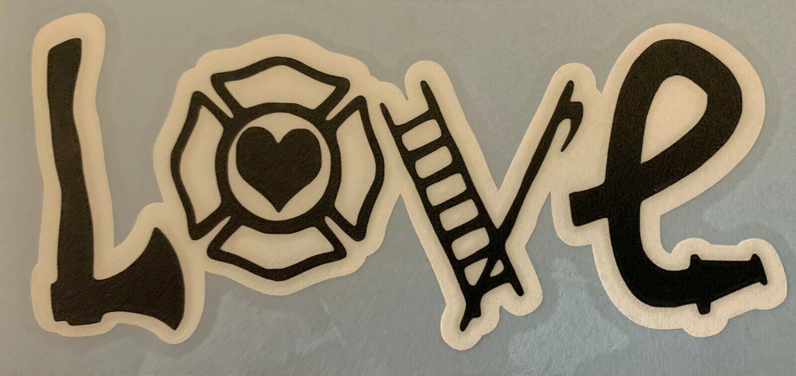 Two Color Love Firefighter Vinyl Decal Sticker Wife Girlfriend Chic Hero