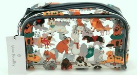 Nwt Vera Bradley Clear Cosmetic Travel Bag Best In Show Holiday Dogs - $39.59