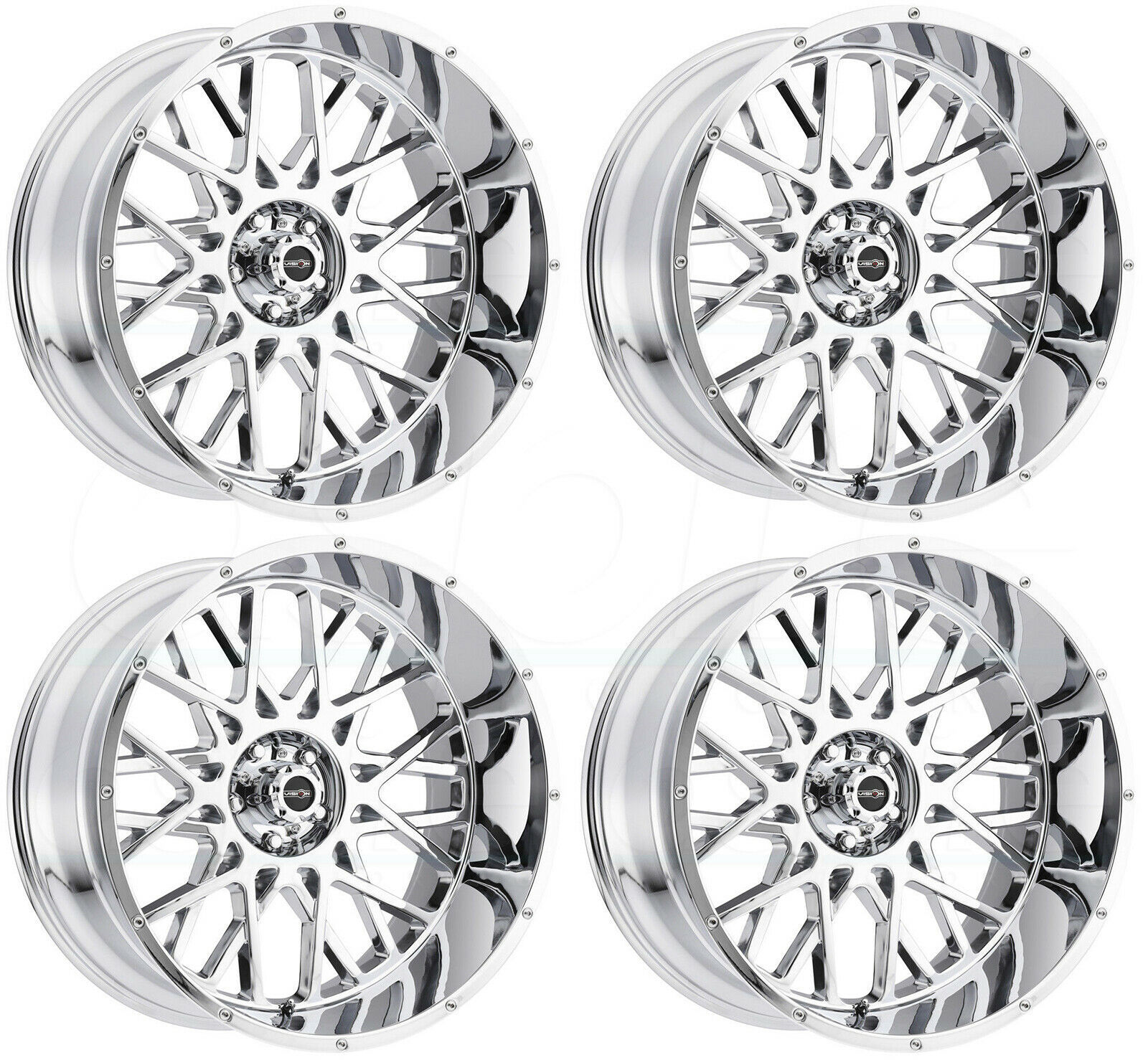 20x12 Vision 412 Rocker 5x5.5/5x139.7 -51 Chrome Wheels Rims Set(4 ...