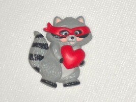 Vintage Hallmark Valentine's Day Holiday Pin Raccoon Bandit Red Heart - $9.89