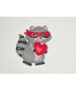 Vintage Hallmark VALENTINE&#39;S DAY Holiday Pin Raccoon Bandit Red Heart - $9.89