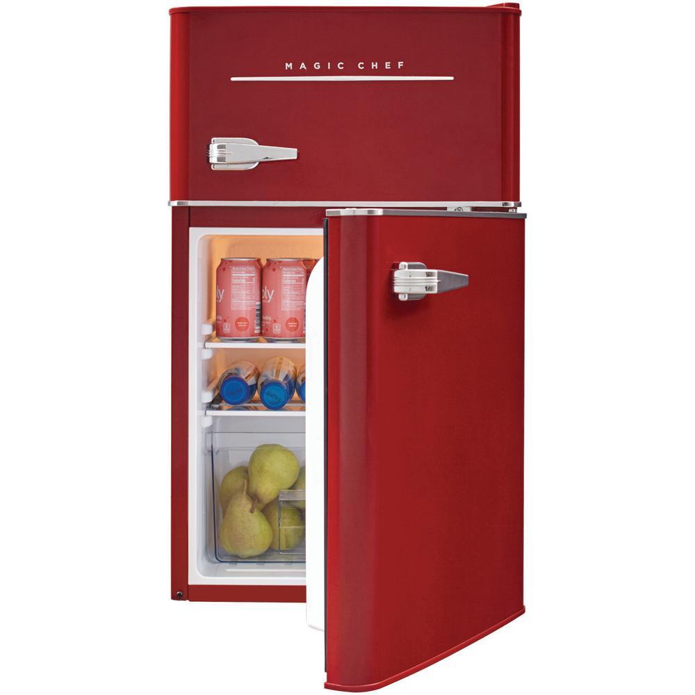 Magic Chef Mini Fridge 3.2 cu. ft. 2Door Removable Shelves Indoor Red