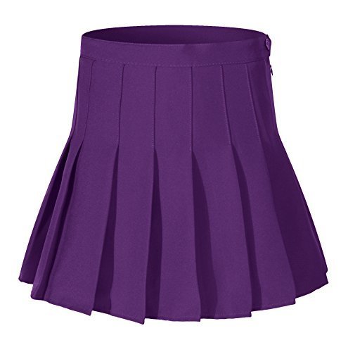 Beautifulfashionlife Girl's High Waist Solid Pleated Mini Skirt(XS , Brown)