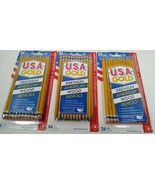 3 Pack x 24 USA Gold Premium American Wood Pencils Pre-Sharpened # 2 HB ... - $14.99