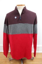 NWT Lands End L 42-44 Colorblock Stripe 100% Cotton 1/2 Zip Pullover Sweater - $22.22