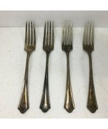 4 Antique 1917 Wm Rogers AA Par Plate Dinner Forks Silver plate Ashley V... - $21.41