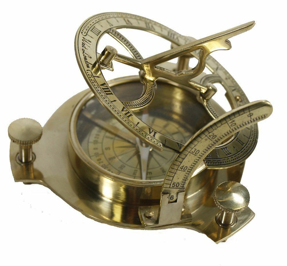 Solid Brass Sundial Compass Maritime Vintage West London Marine Working Compass Compasses 0242