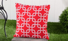 Throw Pillow Red Decorative 18" x 18" Geometric UV50 Weather Resistant 
