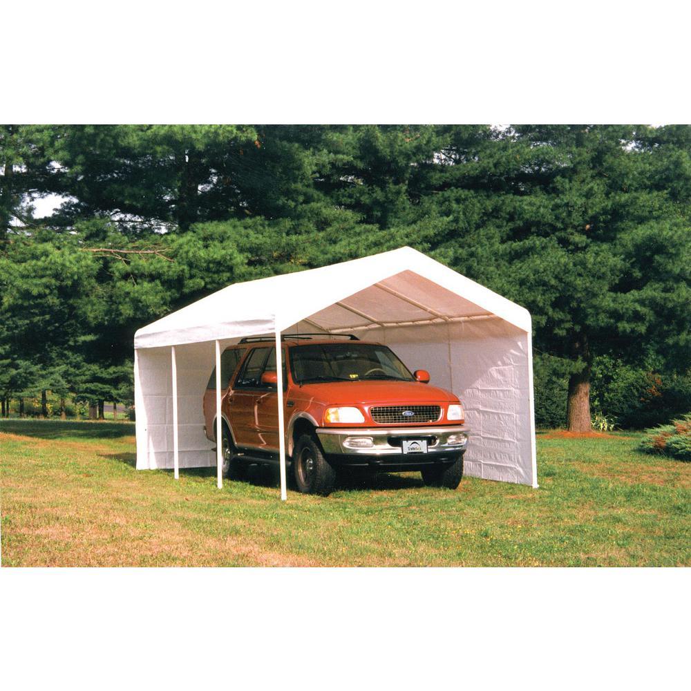 ShelterLogic Car Canopy 10 ft. W x 20 ft. D 8Leg WaterResistant Metal