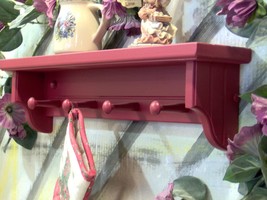 22&quot; Red wooden shelf for knik knack, plates / pegs - $28.95