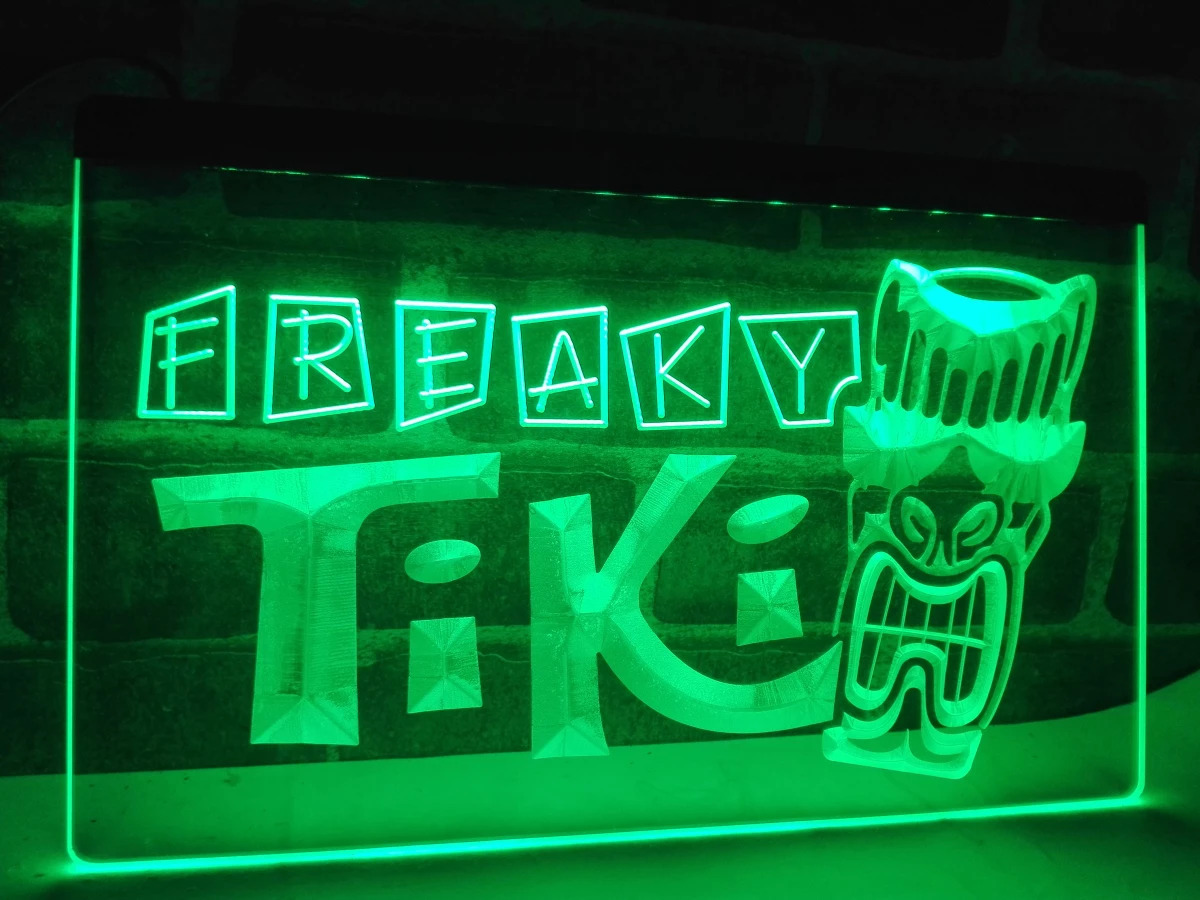 Freaky Tiki Bar Mask Beer Led Neon Sign Hang Signs Wall Pub Club Craft Glowing