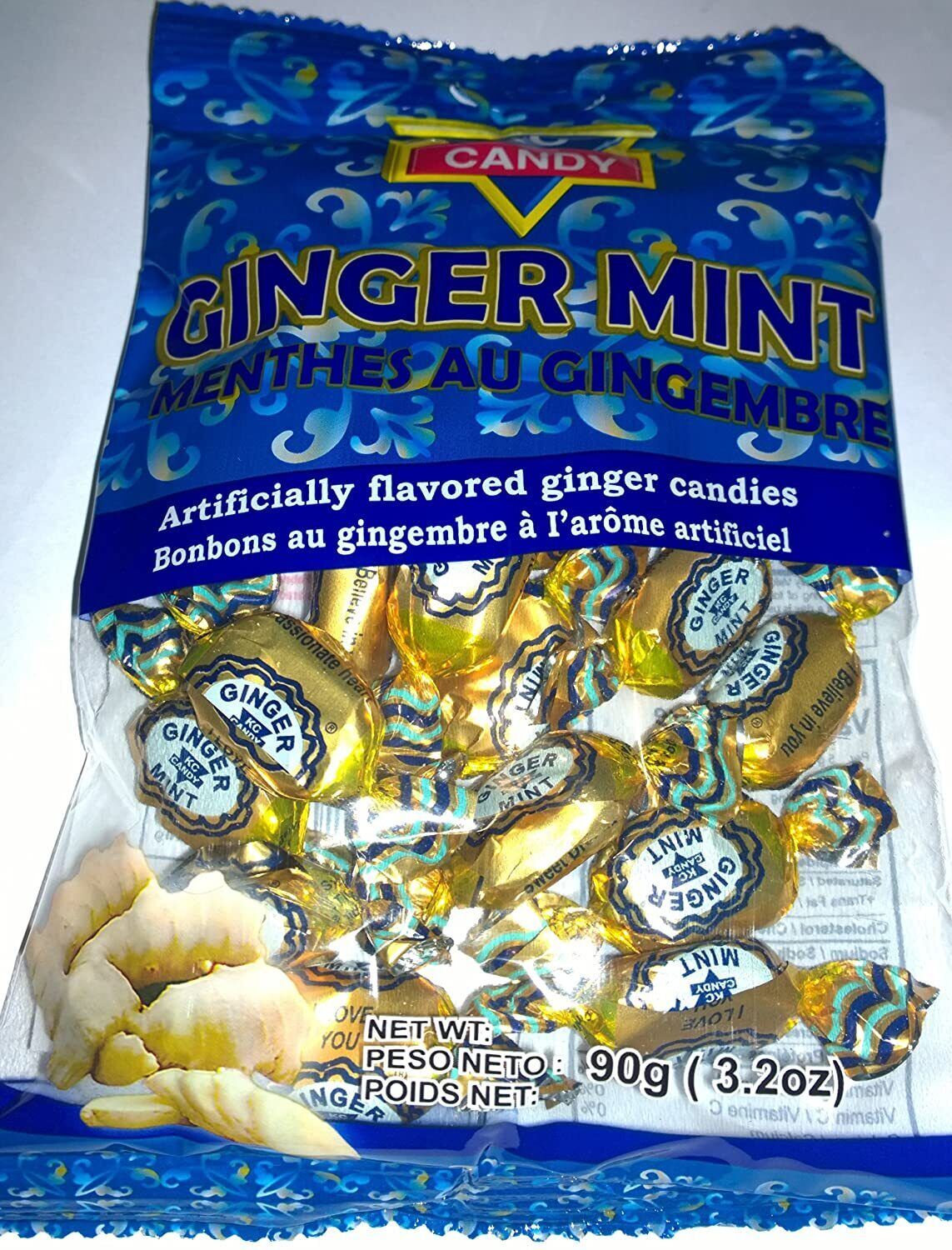 KC GINGER MINT CANDY  3.2oz (3 bags)