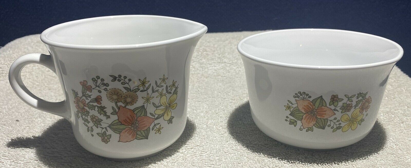 Vintage 70's Corelle By Corning Indian Summer Creamer & Sugar Bowl