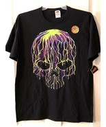 Halloween Glow in the Dark Black T Shirt - Skull SMALL &amp; LARGE SKULL MEN&#39;S - £15.22 GBP