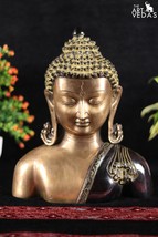Black,Green &amp; Golden Pure Brass Lord Buddha Bust Figurine|30 Cm Medium I... - $276.00