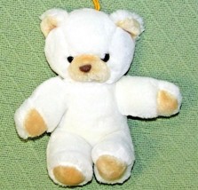 9" Vintage NANCO Teddy Bear White Tan Plush Stuffed Made in KOREA Hanging Loop - $9.00