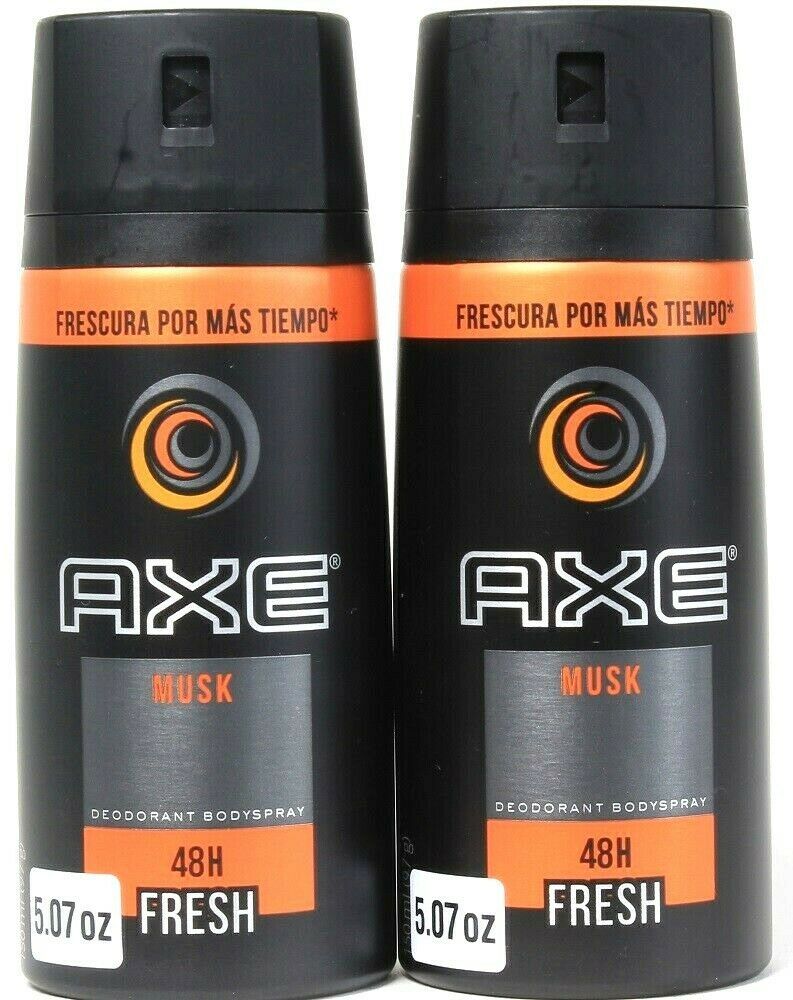 2 Count Axe 5.07 Oz Musk 48 Hour Fresh Deodorant Body Spray BB 11/2021