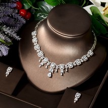 Delicate Square Shape Cubic Zirconia Paved Luxury Women Wedding Necklace Pendant - $57.31