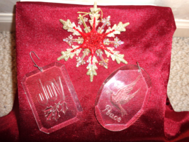 Two Clear Acrylic &amp; One Snowflake Ornaments (#2772) - $17.99