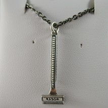 925 BURNISHED SILVER NECKLACE WITH MINI VINTAGE RAZOR BARBER BEARD MADE IN ITALY image 1