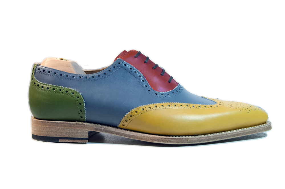 multicolor wingtip shoes
