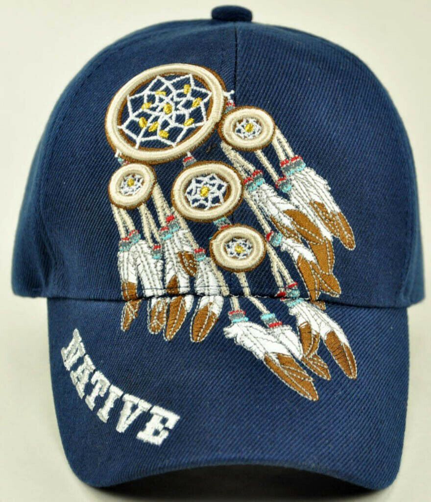 NATIVE PRIDE INDIAN FEATHER DREAM CATCHER CAP HAT N1 NAVY - Men's Hats