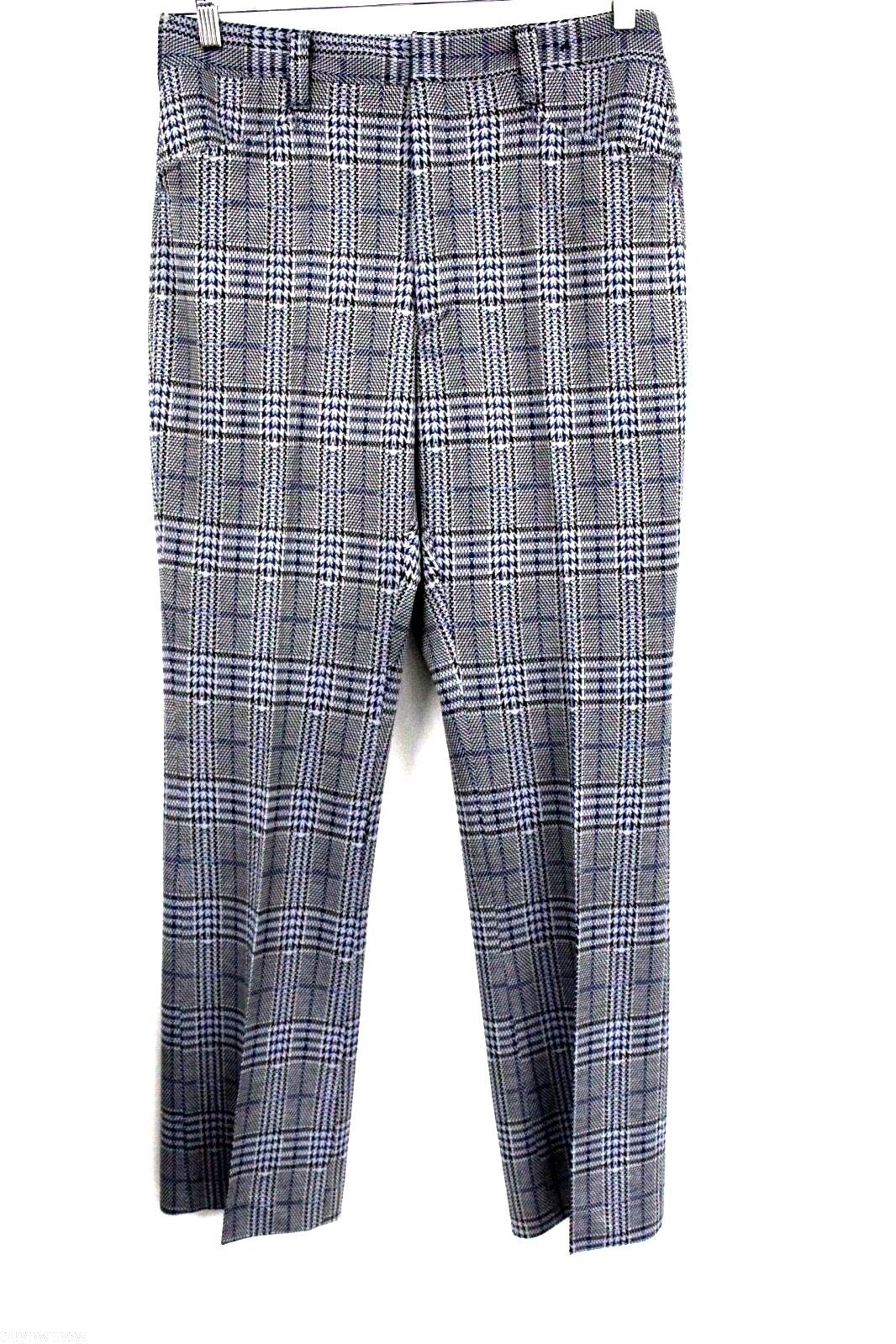 blue plaid flare pants