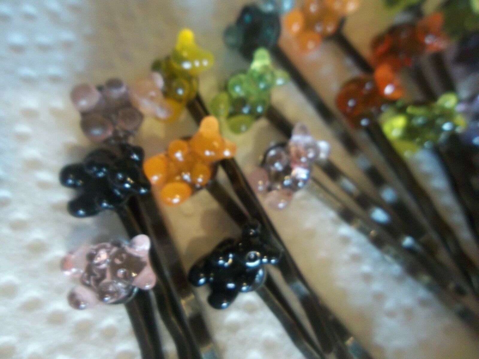Primary image for Lot  B8    20 NEW hand set bobby hair pins various bear  colores  jewelry
