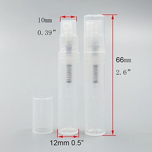Bluemoona 20PCS - 3ml Portable Refillable Travel Spray Empty Bottle Transparent