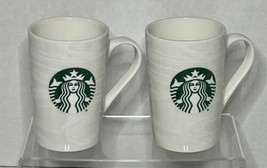 Pair of Starbucks Coffee Mugs Cups 11oz 2020 New Bone White Marble Swirl Pattern - $28.04
