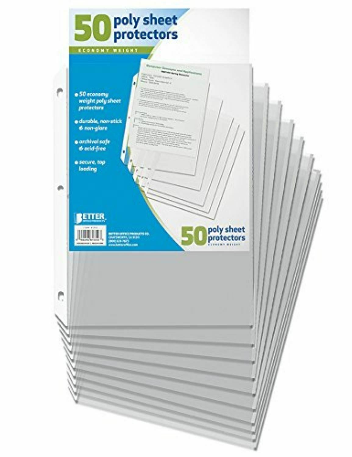 50 Sleeves Clear Plastic Sheet Page Protectors Document Office Ring Binder New Binders And Supplies 