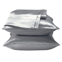2 Standard / Queen size SATIN Pillow Cases / Covers SILVER COLOR - Brand New  - $14.95