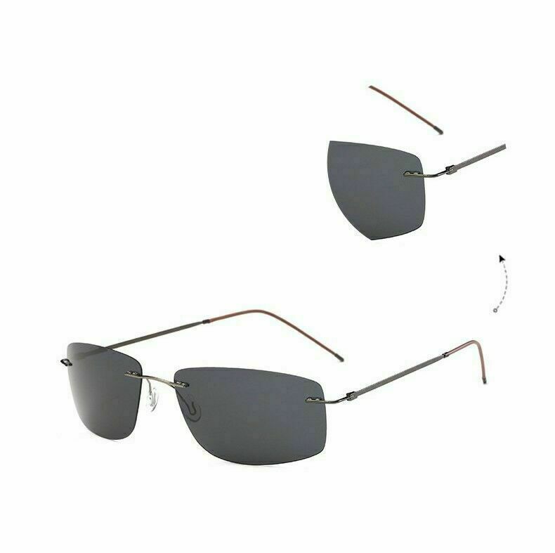 Polarized Rimless Sunglasses Light Weight UV400 Rectangular Flexible