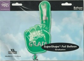 #1 Grad Hand Shape Green 34&quot; x 17&quot; by M &amp; D SuperShape Foil Balloon - $6.82