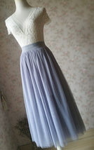 LIGHT GRAY Midi Length Tulle Skirt Tulle Midi Skirt Plus Size Gray Party Skirts image 7
