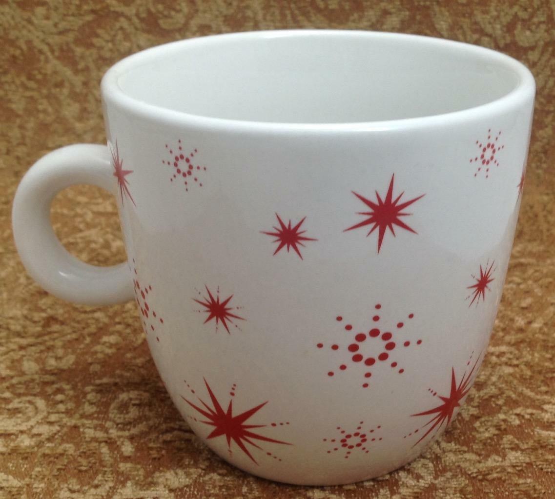 Mug/Cup Coffee, California Pantry 2009 Holiday Extra Large, White with Red Stars - $11.87