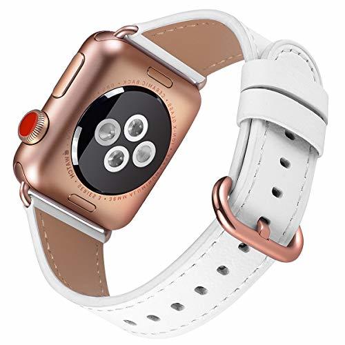 Compatible iWatch Band 38mm 40mm JFdragon Women White Genuine Leather