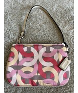 NEW Coach Beige Pink Yellow Red Zip Top Wristlet 6.5”x4.5&quot; - $44.10