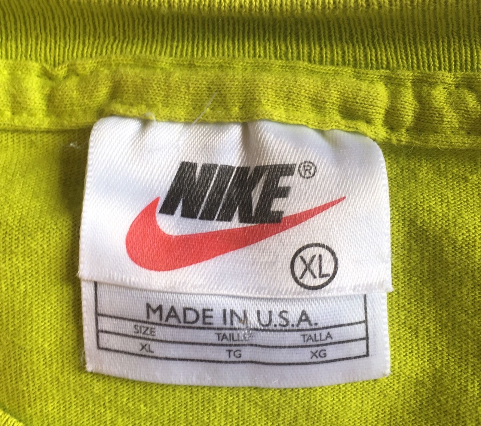 VINTAGE NIKE L GREEN T-SHIRT COTTON USA RED SWOOSH TAG LOGO - T-Shirts ...