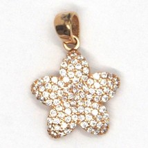 18K ROSE, PINK GOLD FLOWER STAR CHARM PENDANT WITH ZIRCONIA, MADE IN ITALY image 1