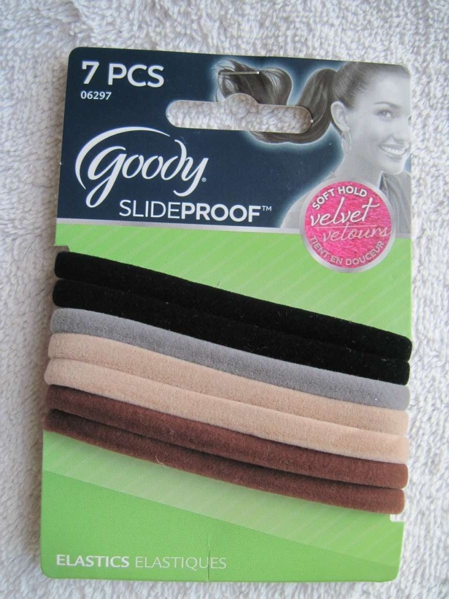 7 Goody Slideproof Velvet Elastic Hair Band Ponytailers Black Beige Gray Brown