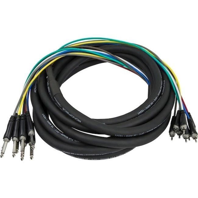 Monoprice 6 Meter (20ft) 8-Channel 1-4inch TS Male to RCA Male Snake Cable