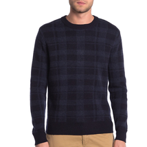 J. Crew NWOT Men's M Blue Buffalo Plaid Print Pullover Crew Neck Wool Sweater - $27.71