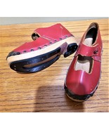 Vintage Child&#39;s RED Gibson Style Wooden Dance CLOGS w Resin Soles Buckle... - $250.00