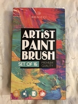 Benicci Paint Brush Set of 16 + 1 Flat Brush Pallete Knife &amp; Sponge Nylo... - £24.01 GBP