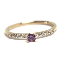 18K ROSE GOLD RING, SOLITAIRE WITH CENTRAL AND ROW PURPLE & WHITE CUBIC ZIRCONIA image 1