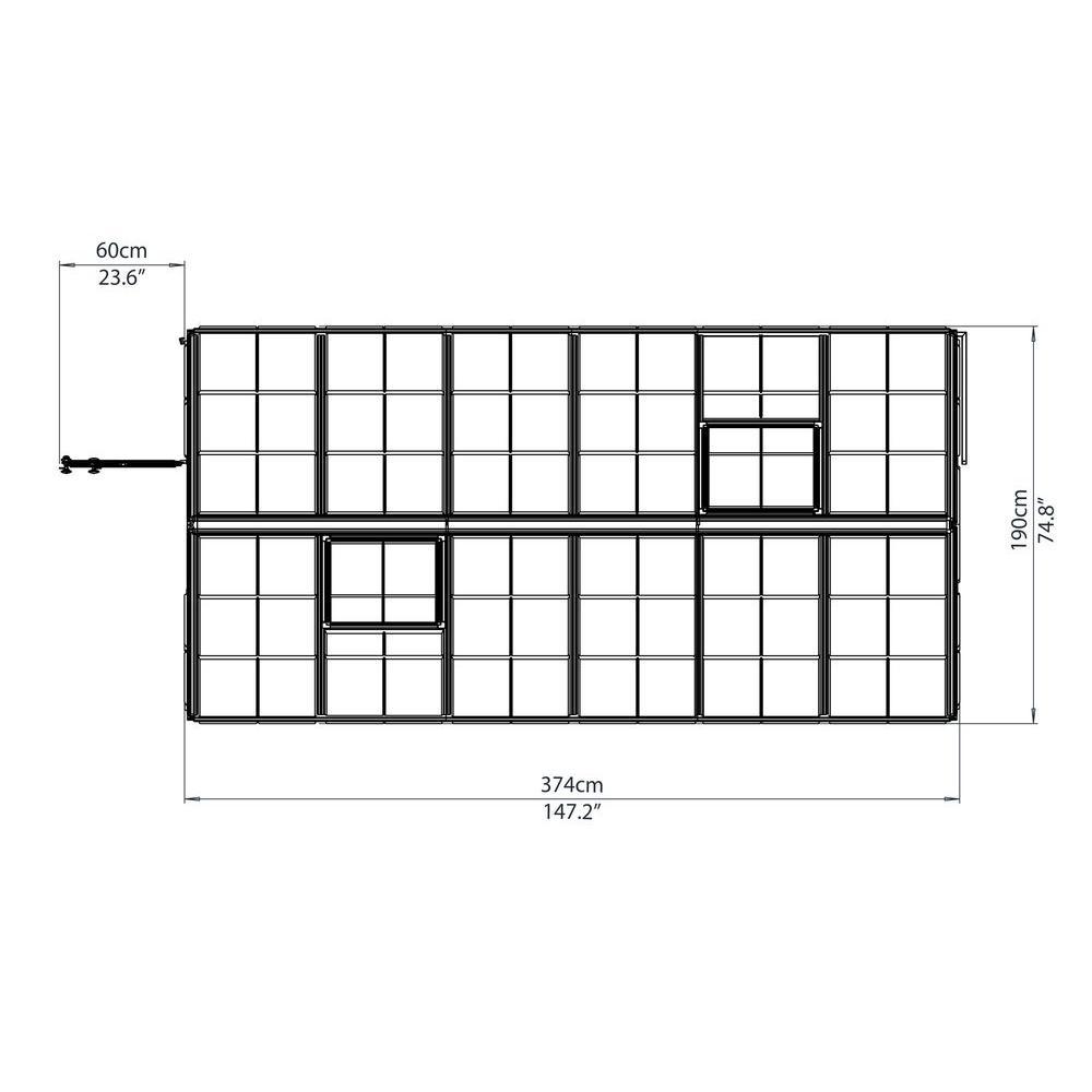 Palram Greenhouse 6 ft. x 12 ft. Door Latch Gutters Polycarbonate